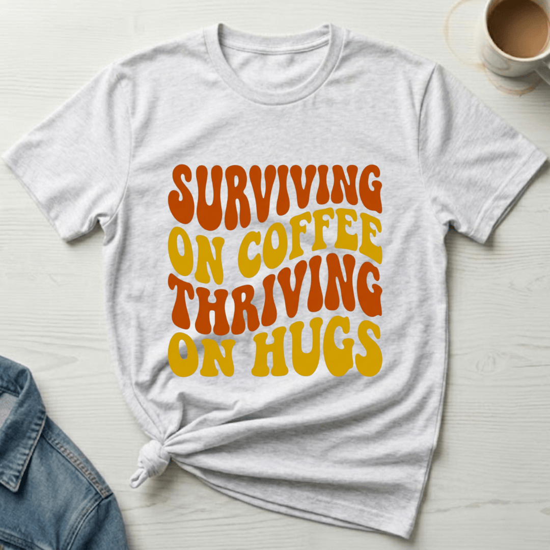 mom life tee that says Hugs and Coffee Mom T-Shirt for moms