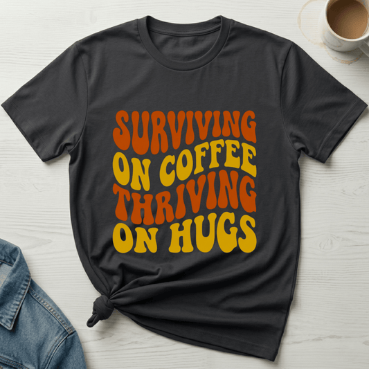 mom life tee that says Hugs and Coffee Mom T-Shirt for moms