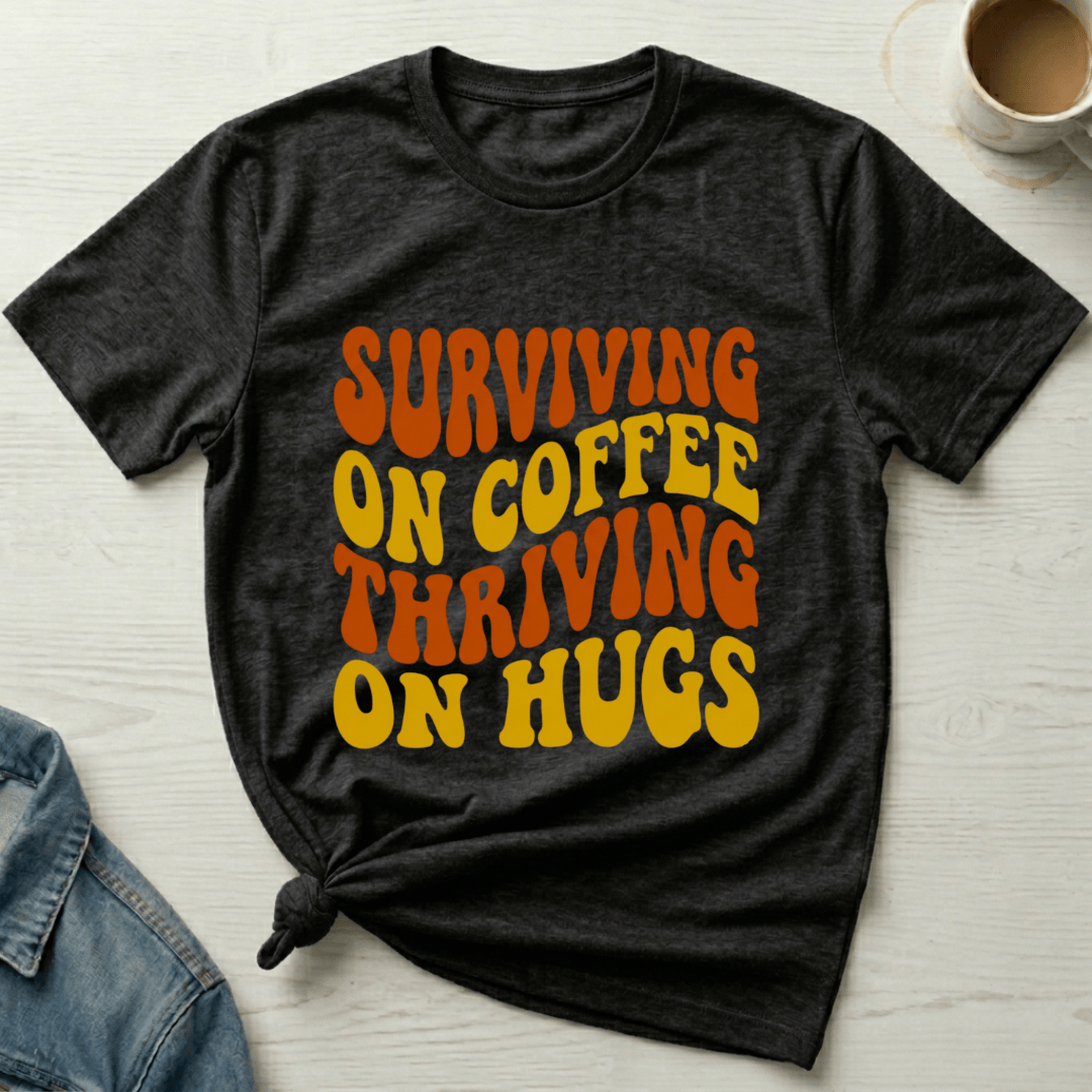 mom life tee that says Hugs and Coffee Mom T-Shirt for moms