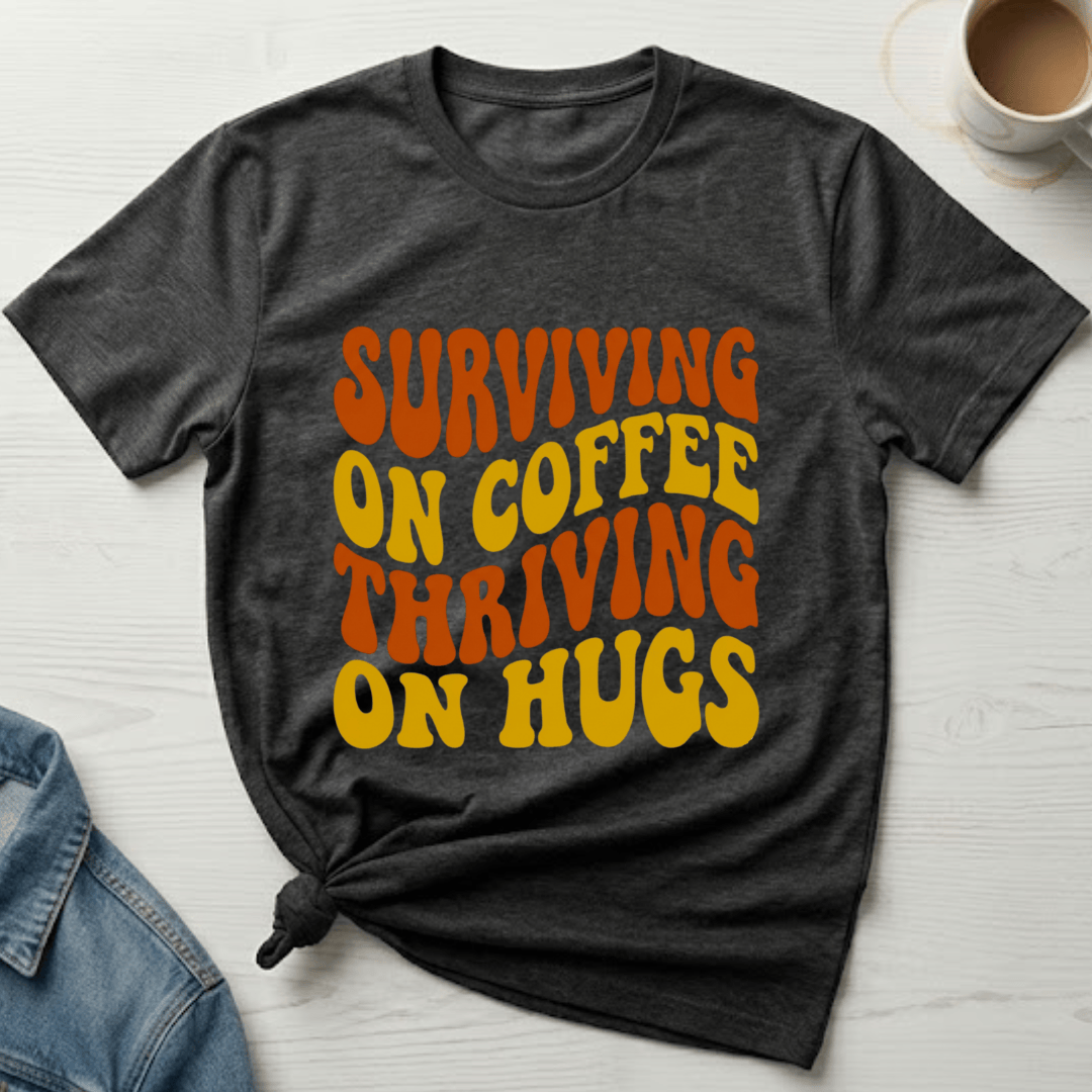 mom life tee that says Hugs and Coffee Mom T-Shirt for moms