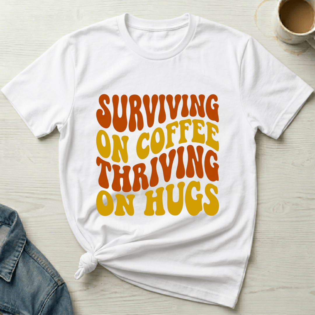 mom life tee that says Hugs and Coffee Mom T-Shirt for moms