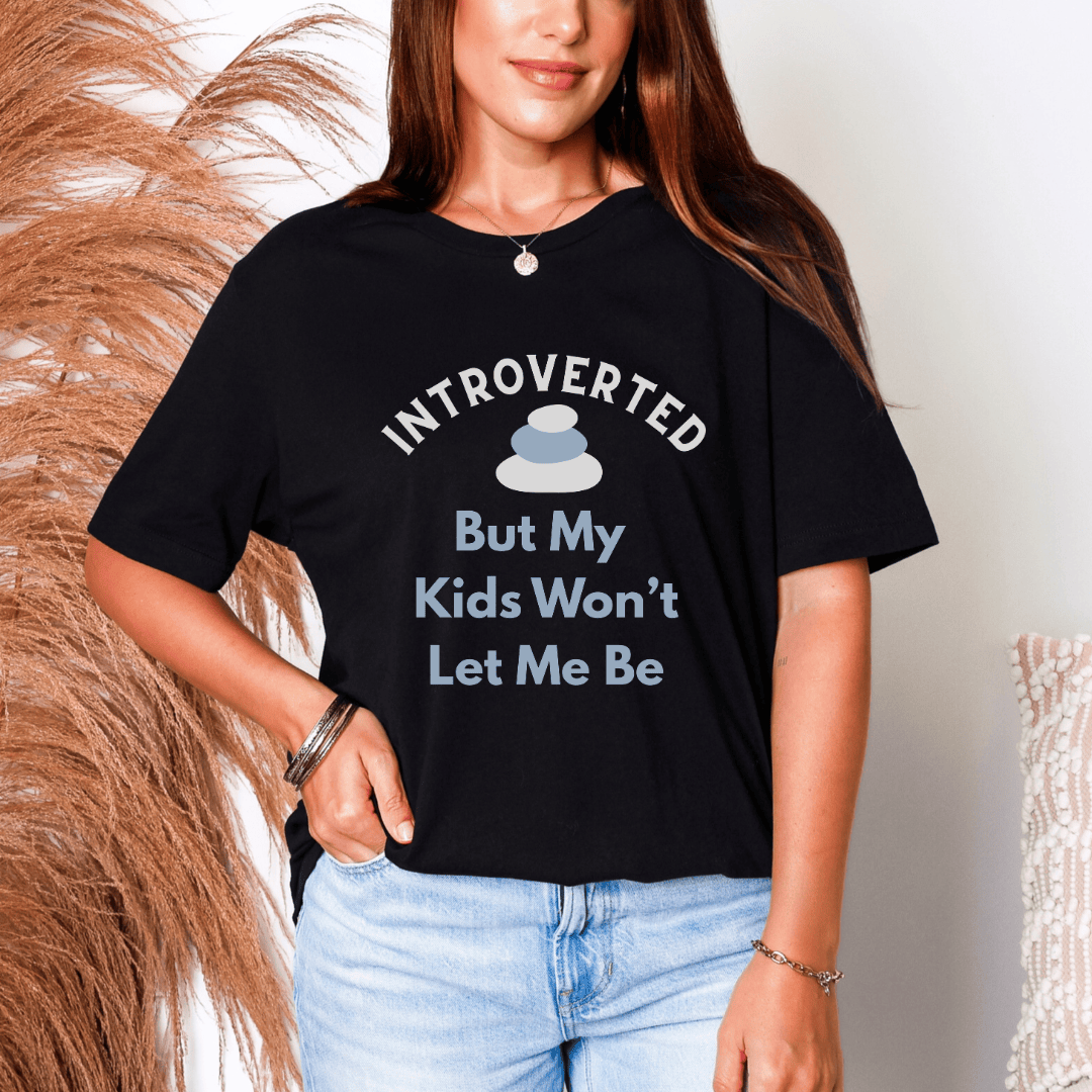 mom life tee that says Introverted Mom T-Shirt for moms