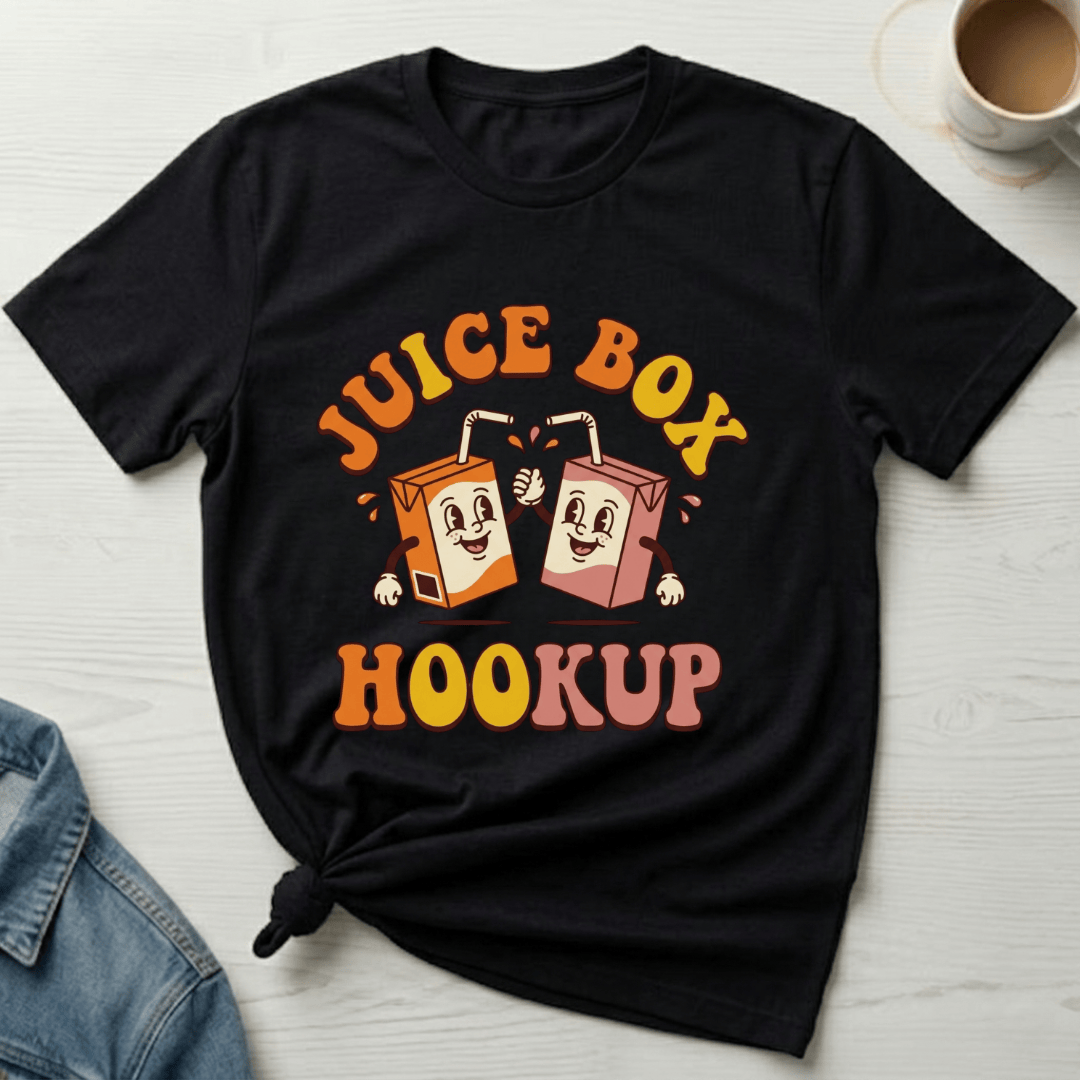 mom life tee that says Juice Box Hookup Mom T-Shirt for moms