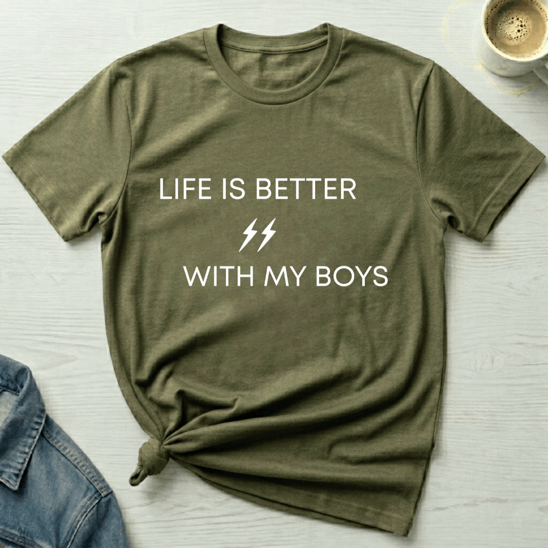 mom life tee that says Life is Better with Boys - Mom T-Shirt for moms