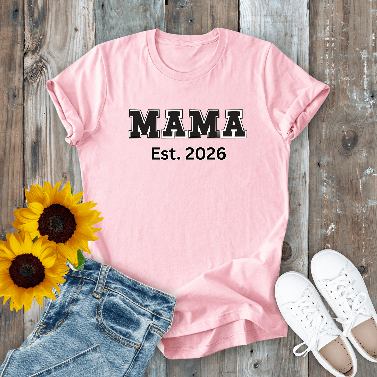 mom life tee that says MAMA 2026 -New Mom T-Shirt for moms