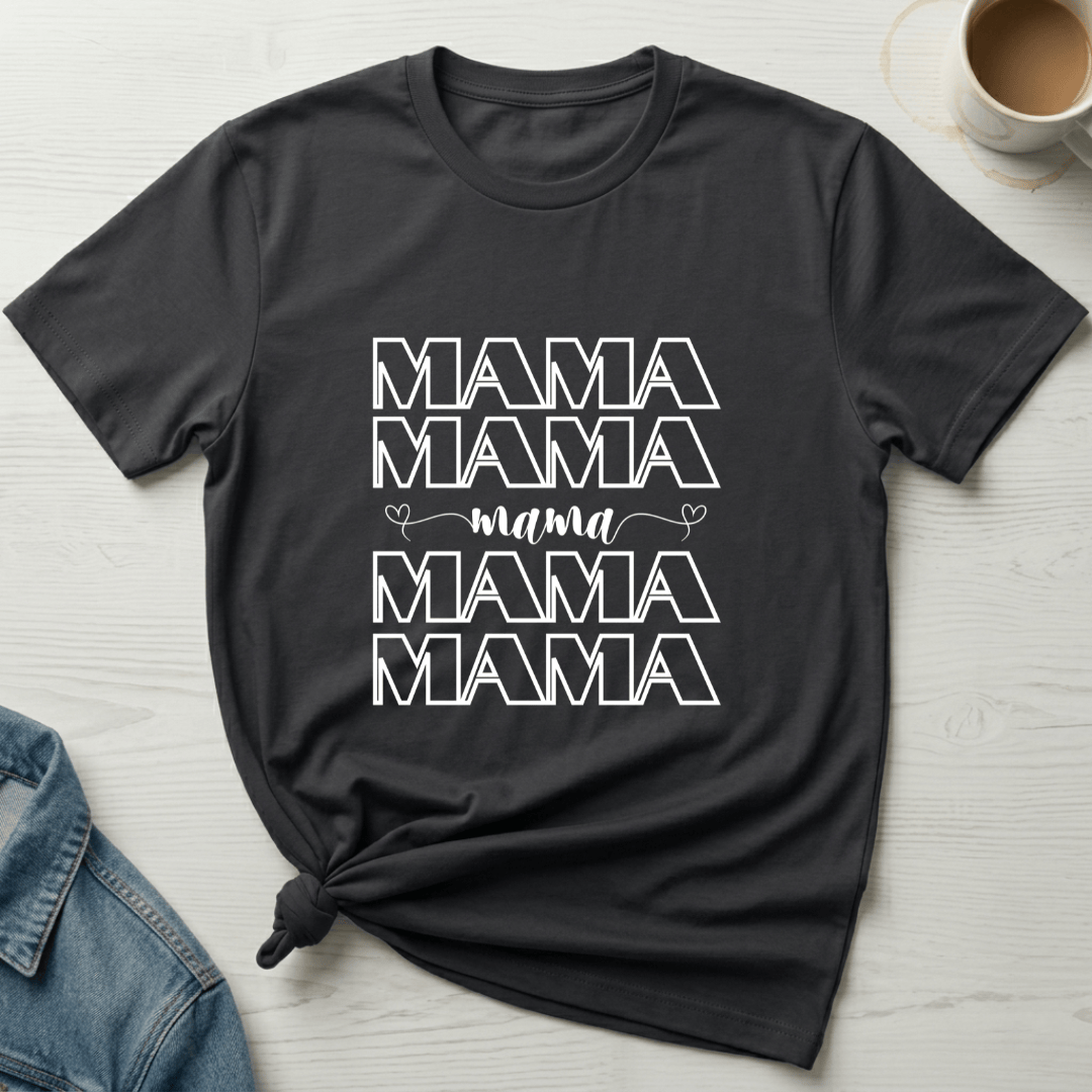 mom life tee that says MAMA Repeated Mom T-Shirt for moms