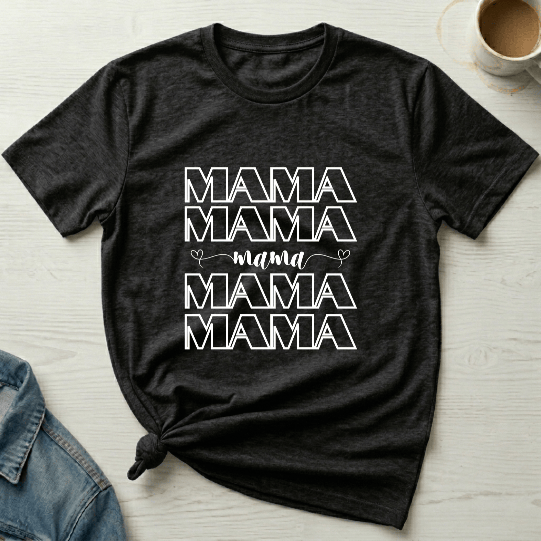 mom life tee that says MAMA Repeated Mom T-Shirt for moms
