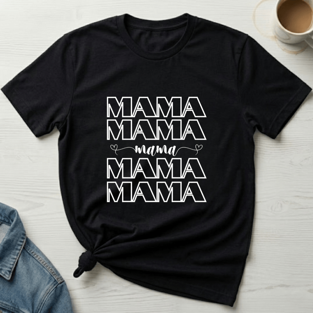 mom life tee that says MAMA Repeated Mom T-Shirt for moms
