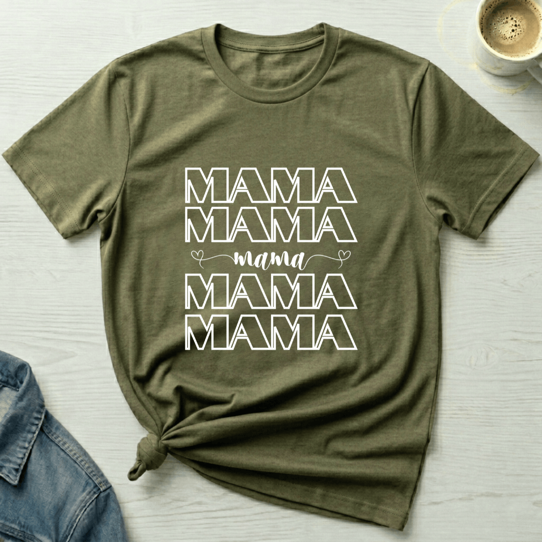 mom life tee that says MAMA Repeated Mom T-Shirt for moms