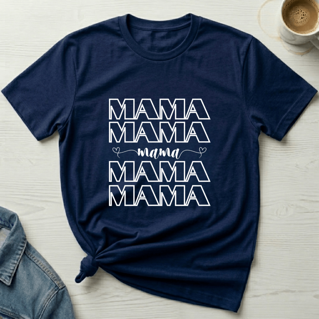 mom life tee that says MAMA Repeated Mom T-Shirt for moms