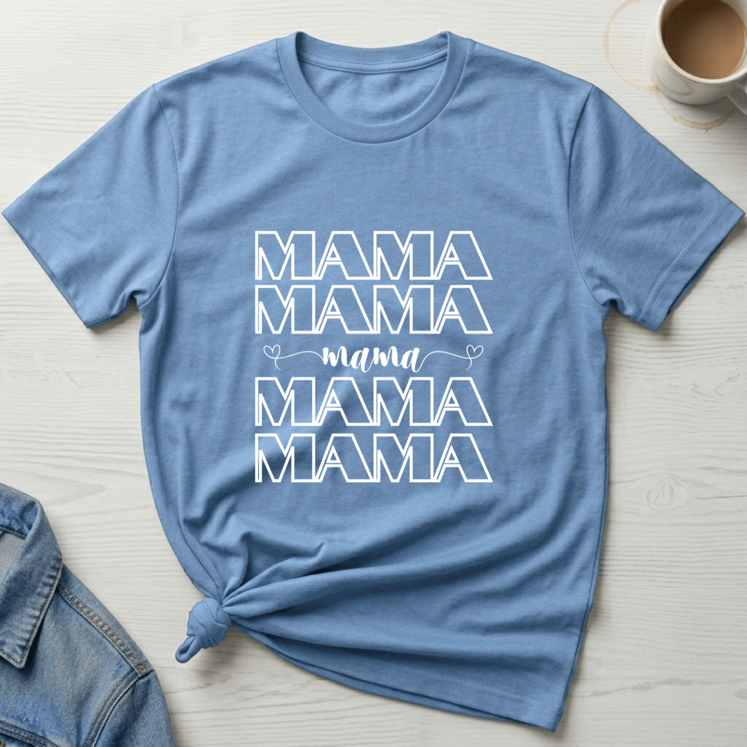 mom life tee that says MAMA Repeated Mom T-Shirt for moms