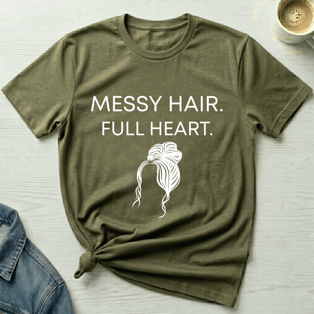 mom life tee that says Messy Hair Mom T-Shirt for moms