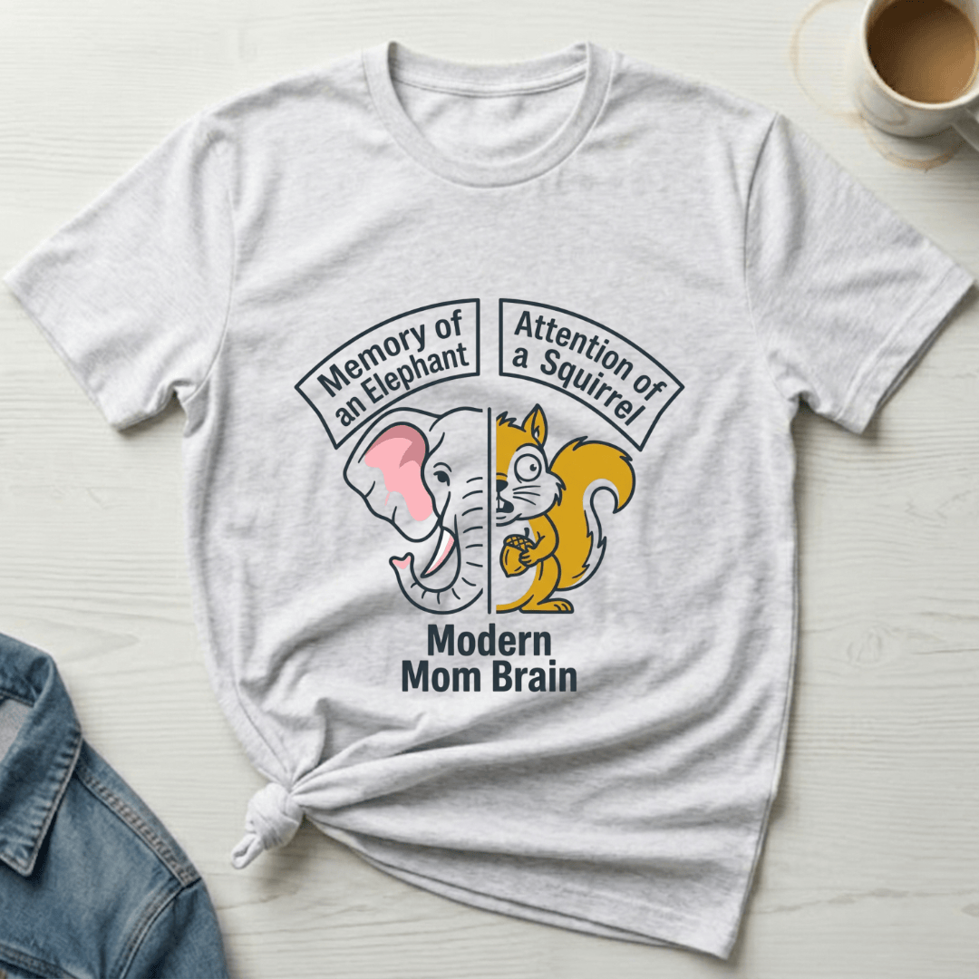 mom life tee that says Modern Mom Brain T-Shirt for moms