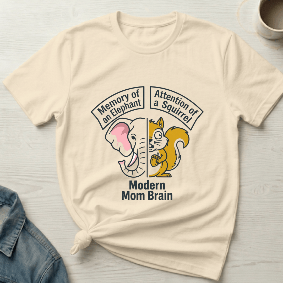 mom life tee that says Modern Mom Brain T-Shirt for moms