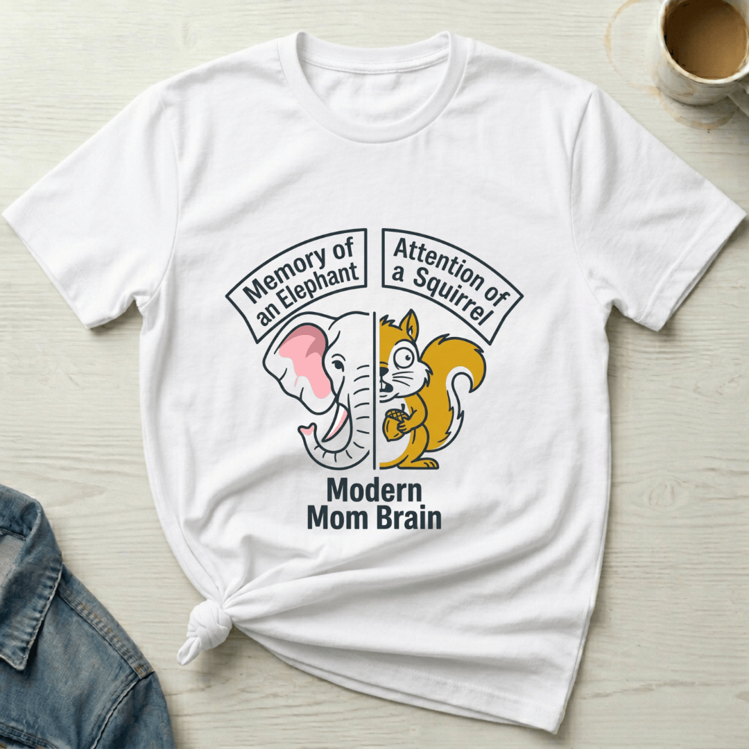 mom life tee that says Modern Mom Brain T-Shirt for moms