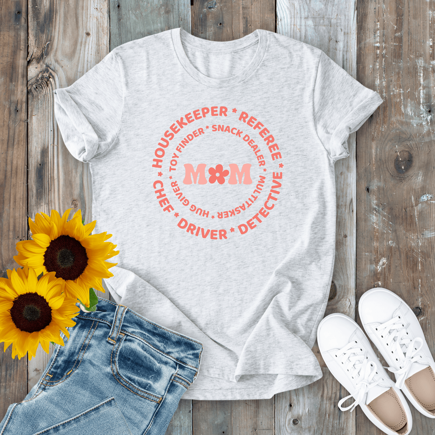 mom life tee that says Mom Duties T-Shirt for moms