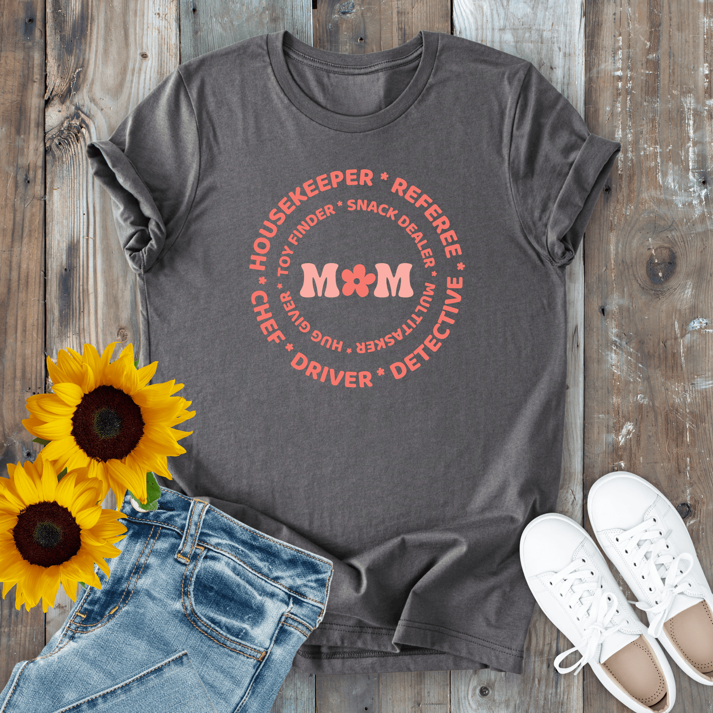 mom life tee that says Mom Duties T-Shirt for moms