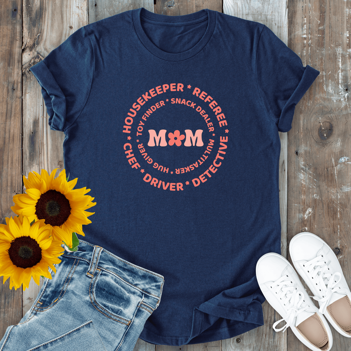 mom life tee that says Mom Duties T-Shirt for moms
