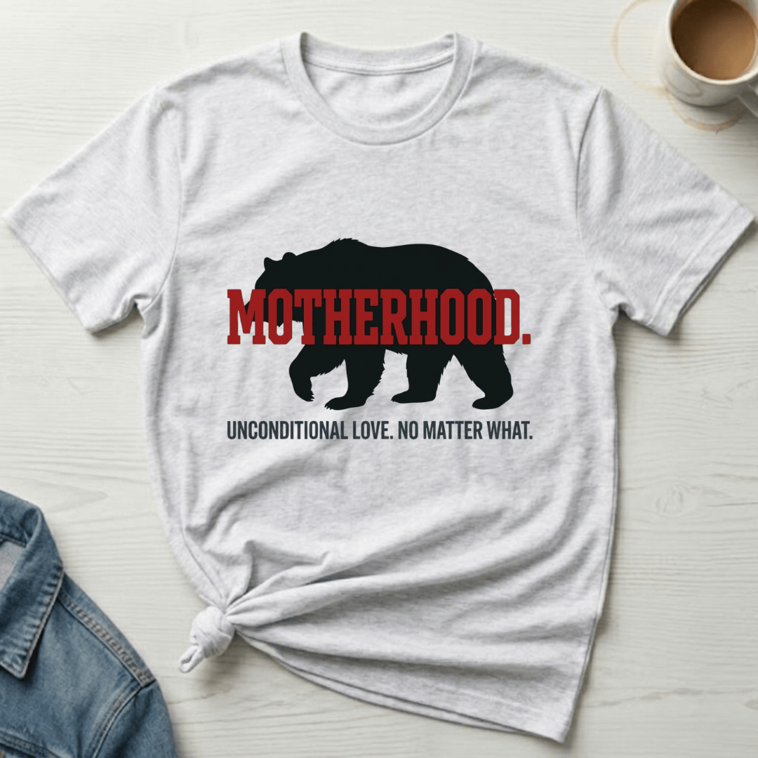 mom life tee that says Motherhood Bear Mom T-Shirt for moms