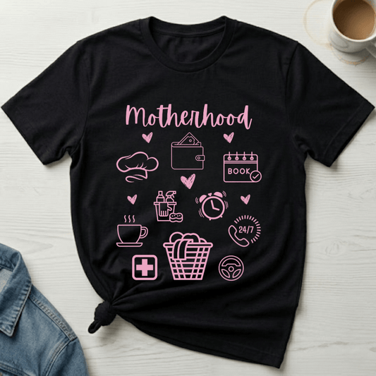 mom life tee that says Motherhood Load Mom T-Shirt for moms