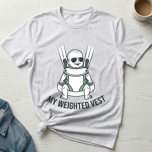 mom life tee that says My Weighted Vest Mom T-Shirt for moms