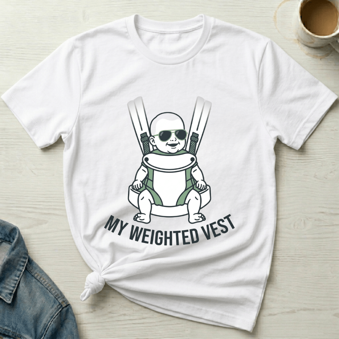 mom life tee that says My Weighted Vest Mom T-Shirt for moms