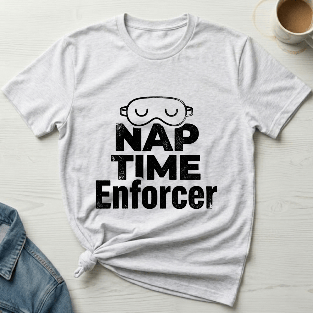 mom life tee that says Nap Enforcer Mom T-Shirt for moms