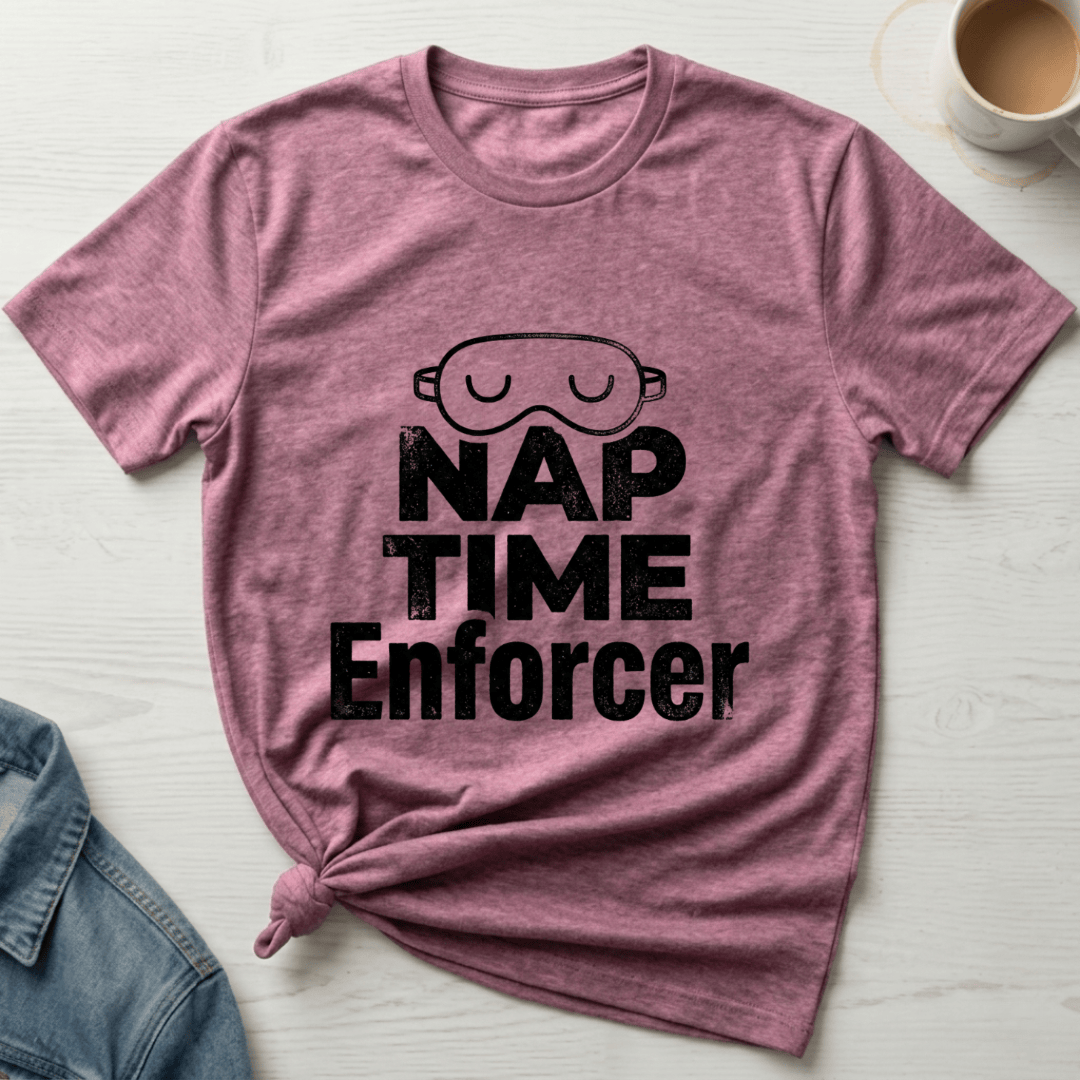 mom life tee that says Nap Enforcer Mom T-Shirt for moms