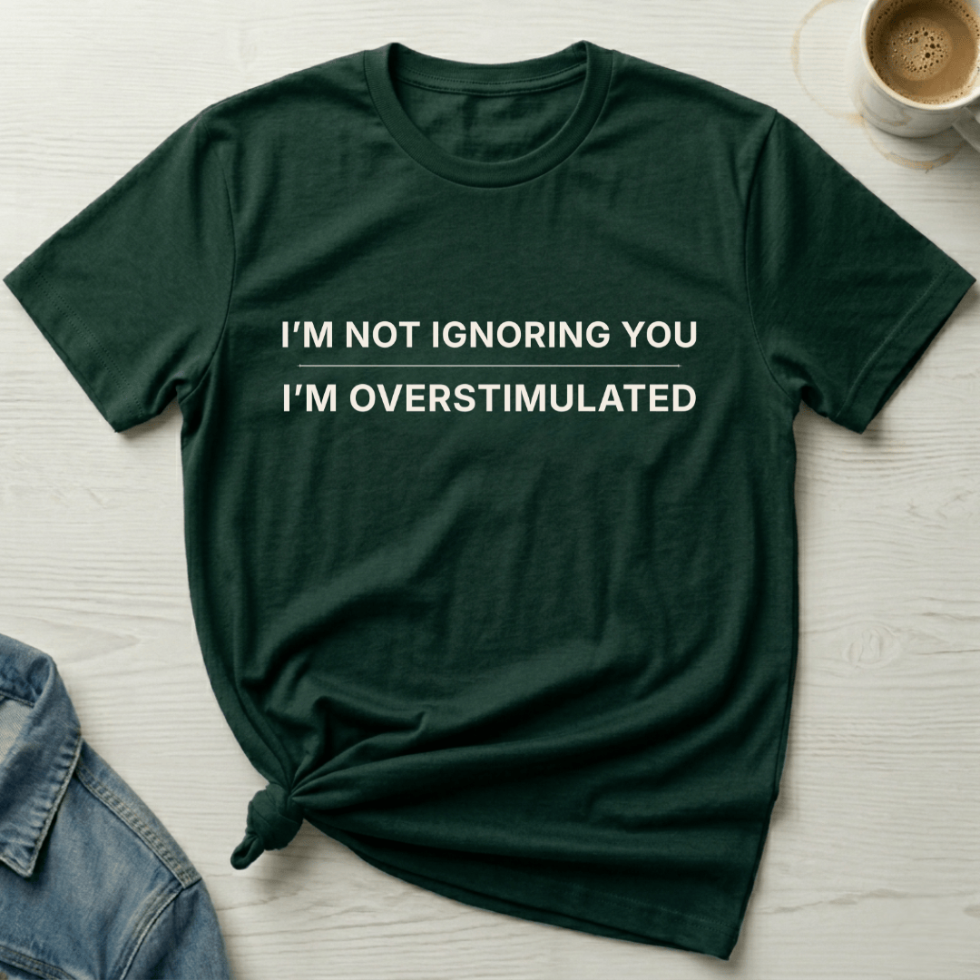 mom life tee that says Overstimulated Humor Mom T-Shirt for moms