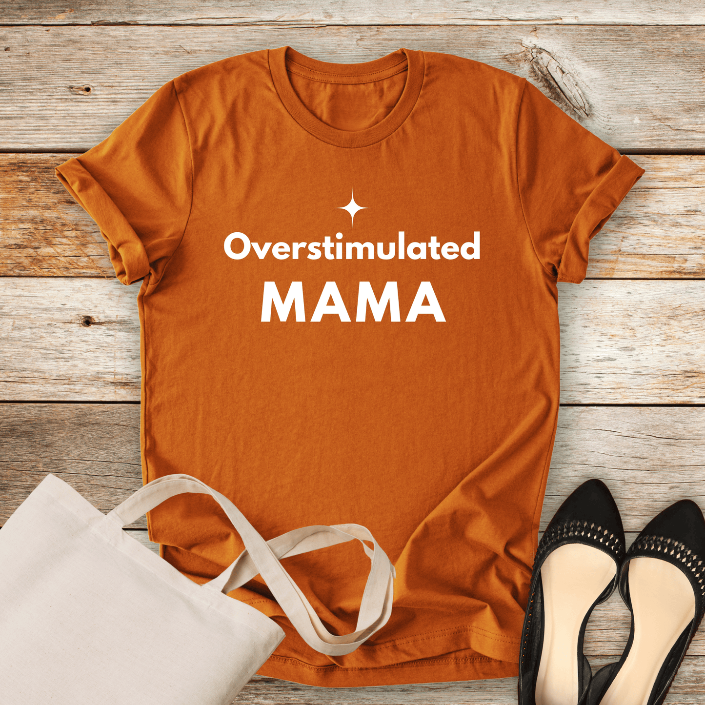mom life tee that says Overstimulated Mom T-Shirt for moms