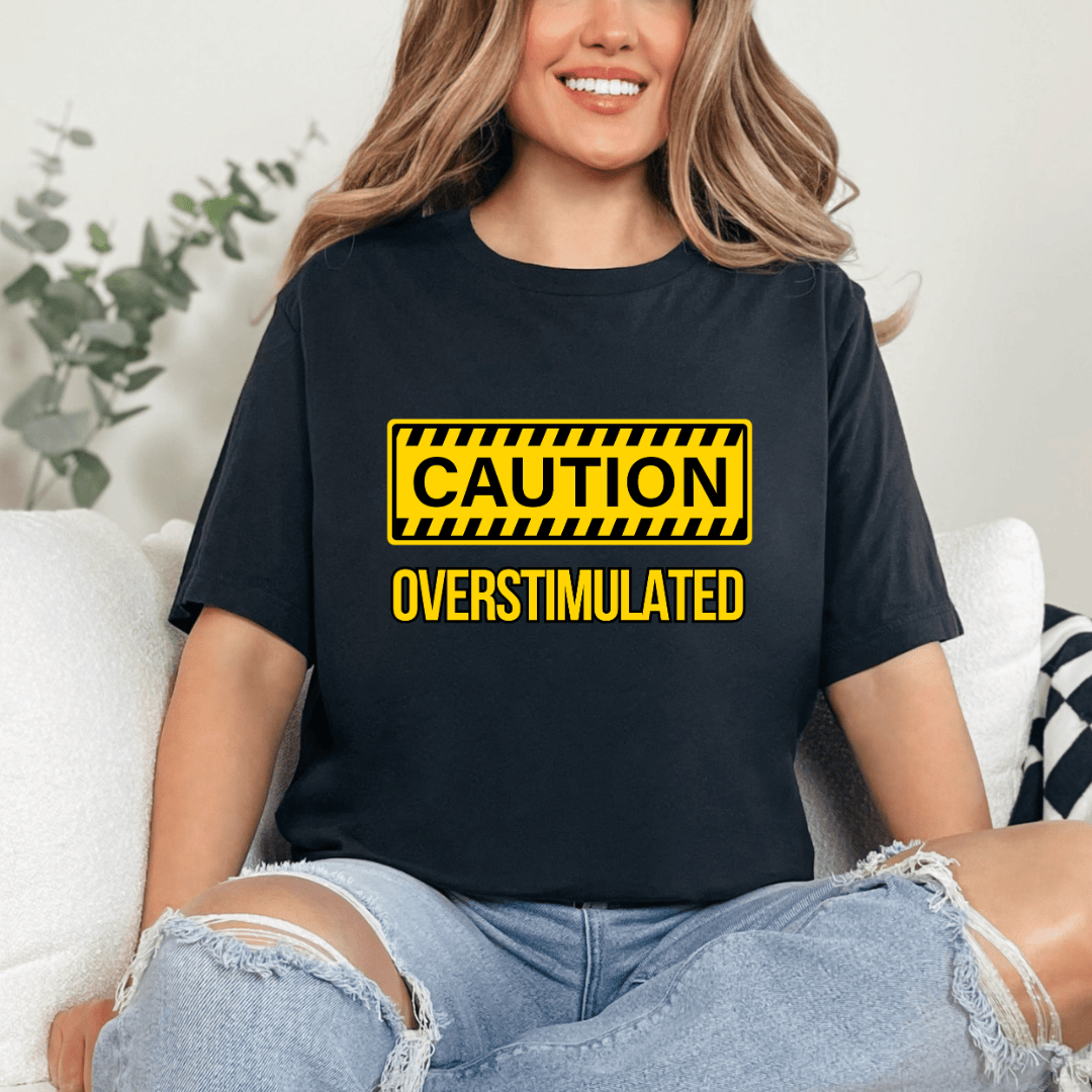 mom life tee that says Overstimulated Mom T-Shirt for moms