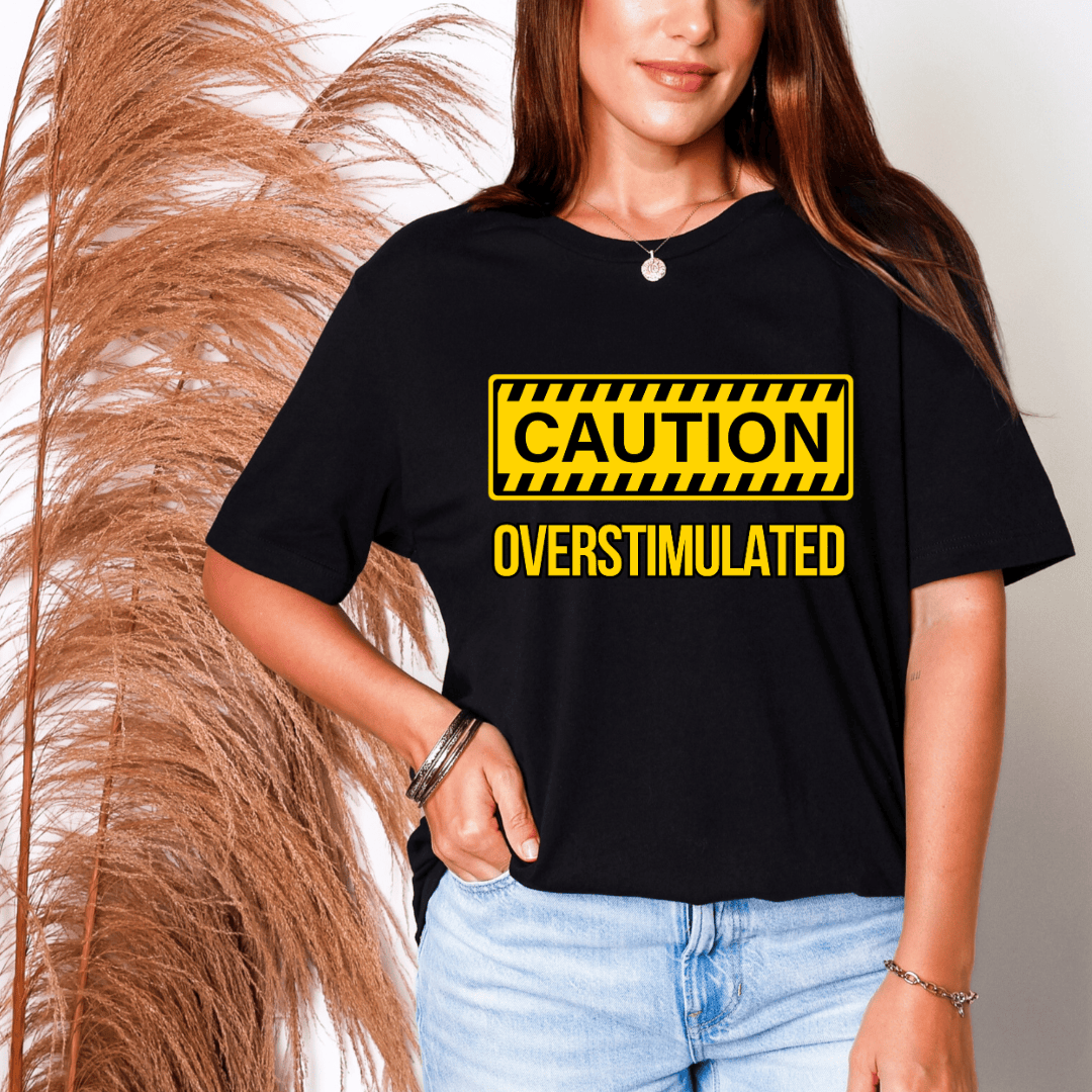 mom life tee that says Overstimulated Mom T-Shirt for moms