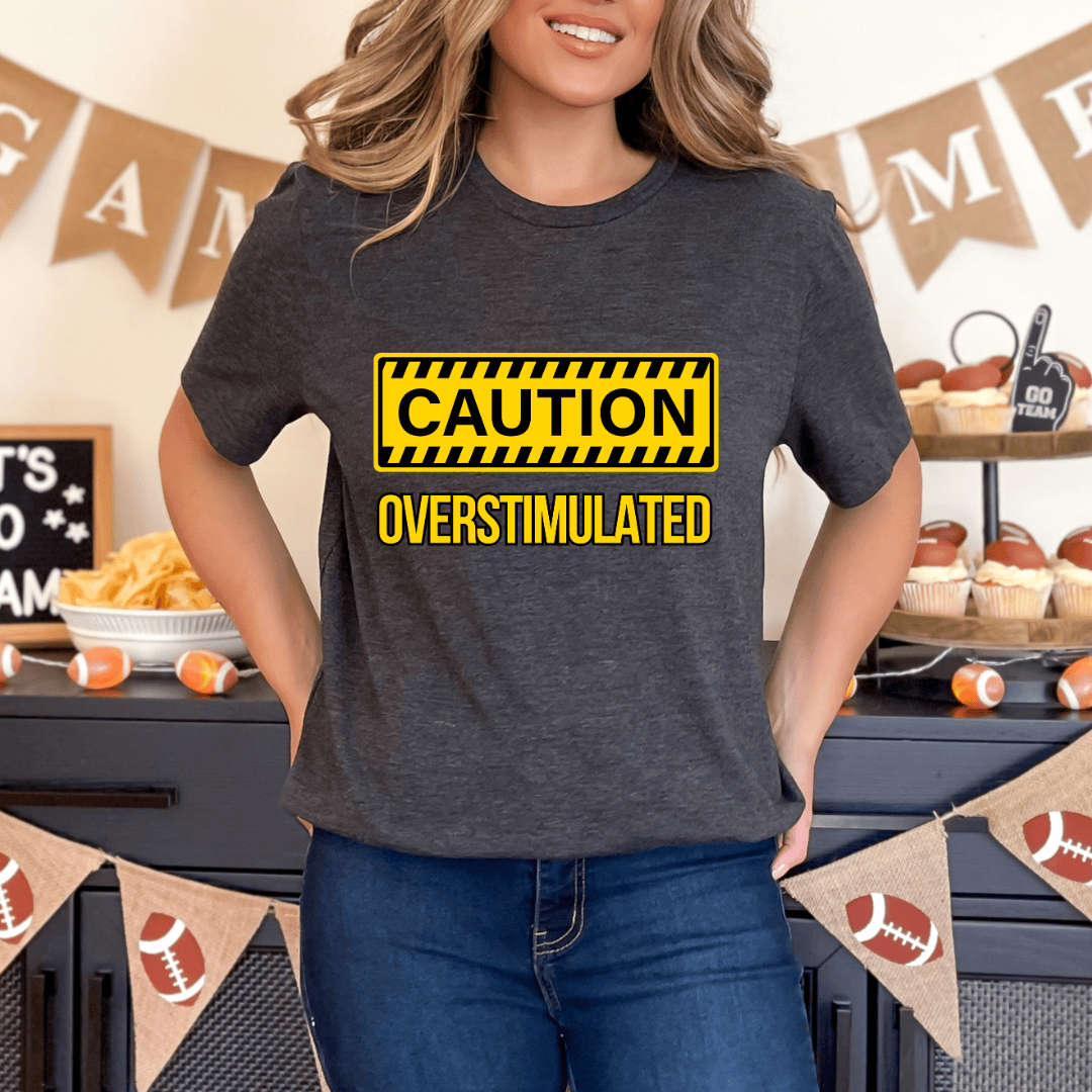 mom life tee that says Overstimulated Mom T-Shirt for moms