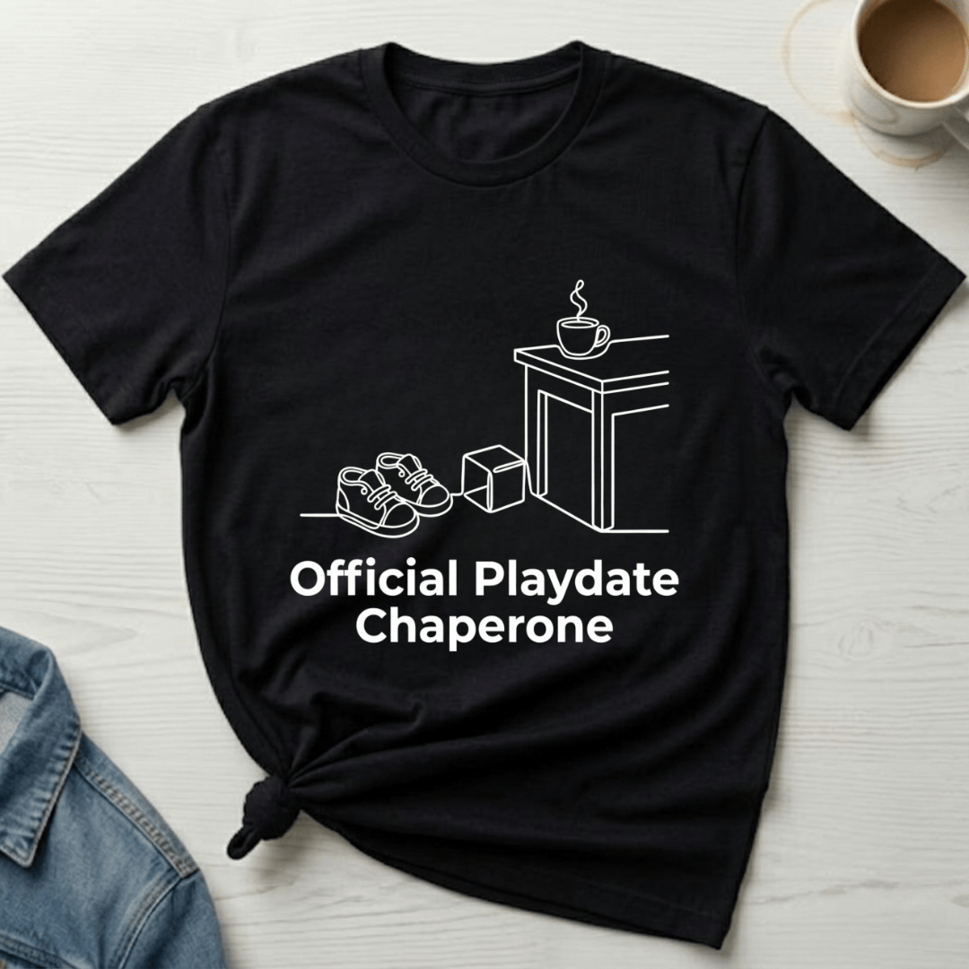 mom life tee that says Playdate Chaperone Mom T-Shirt for moms