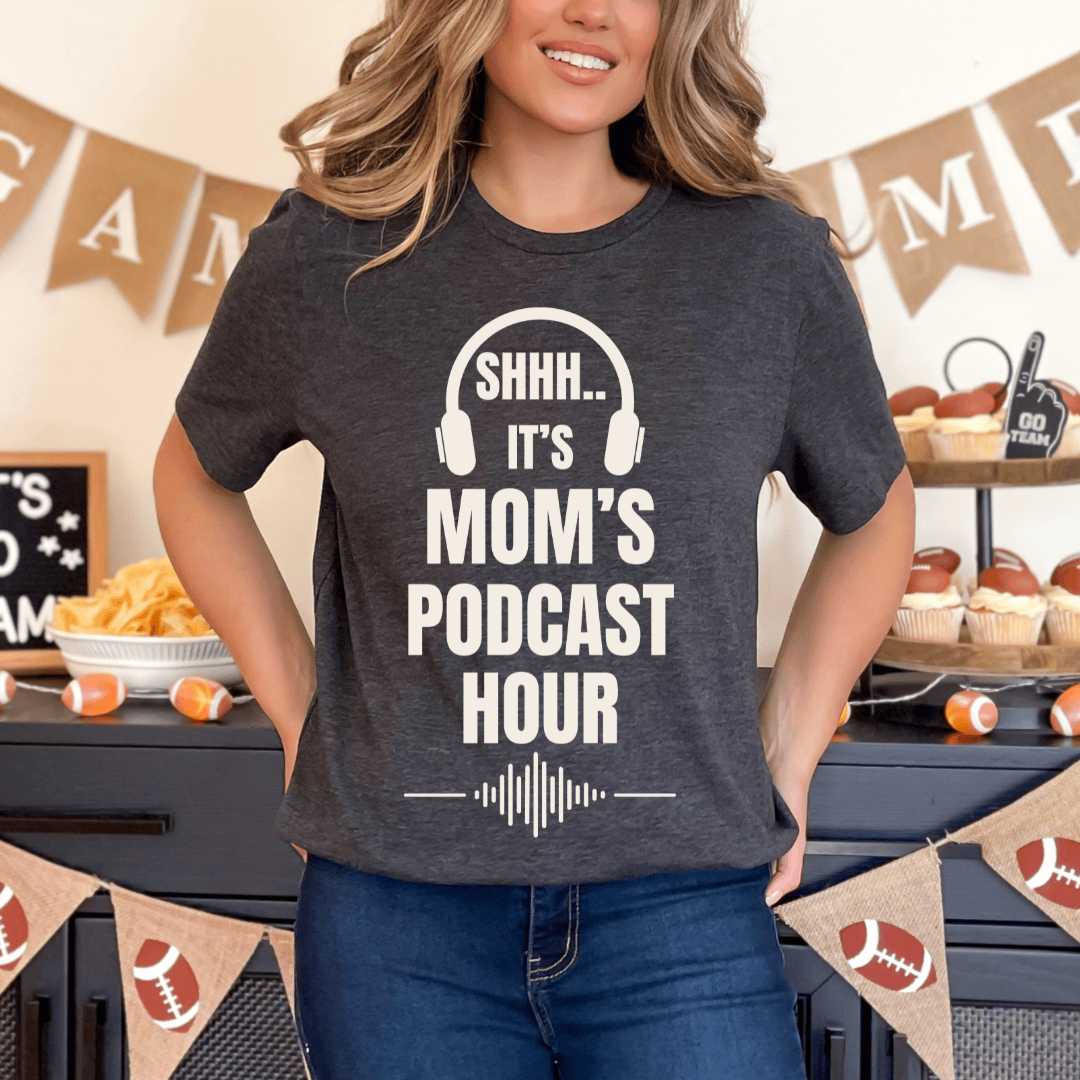 mom life tee that says Podcast Mom T-Shirt for moms
