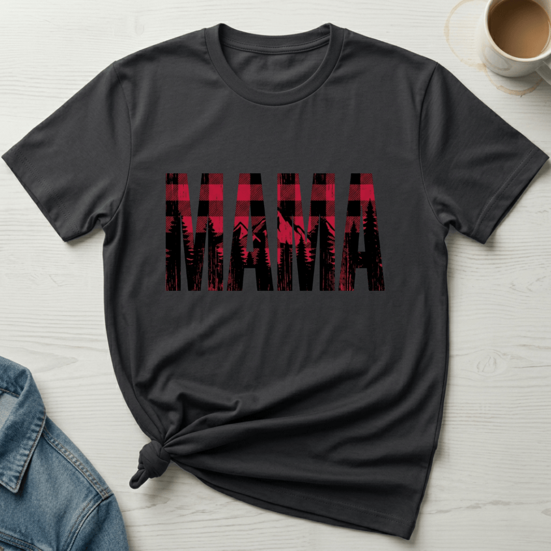 mom life tee that says Red Plaid Mom T-Shirt for moms