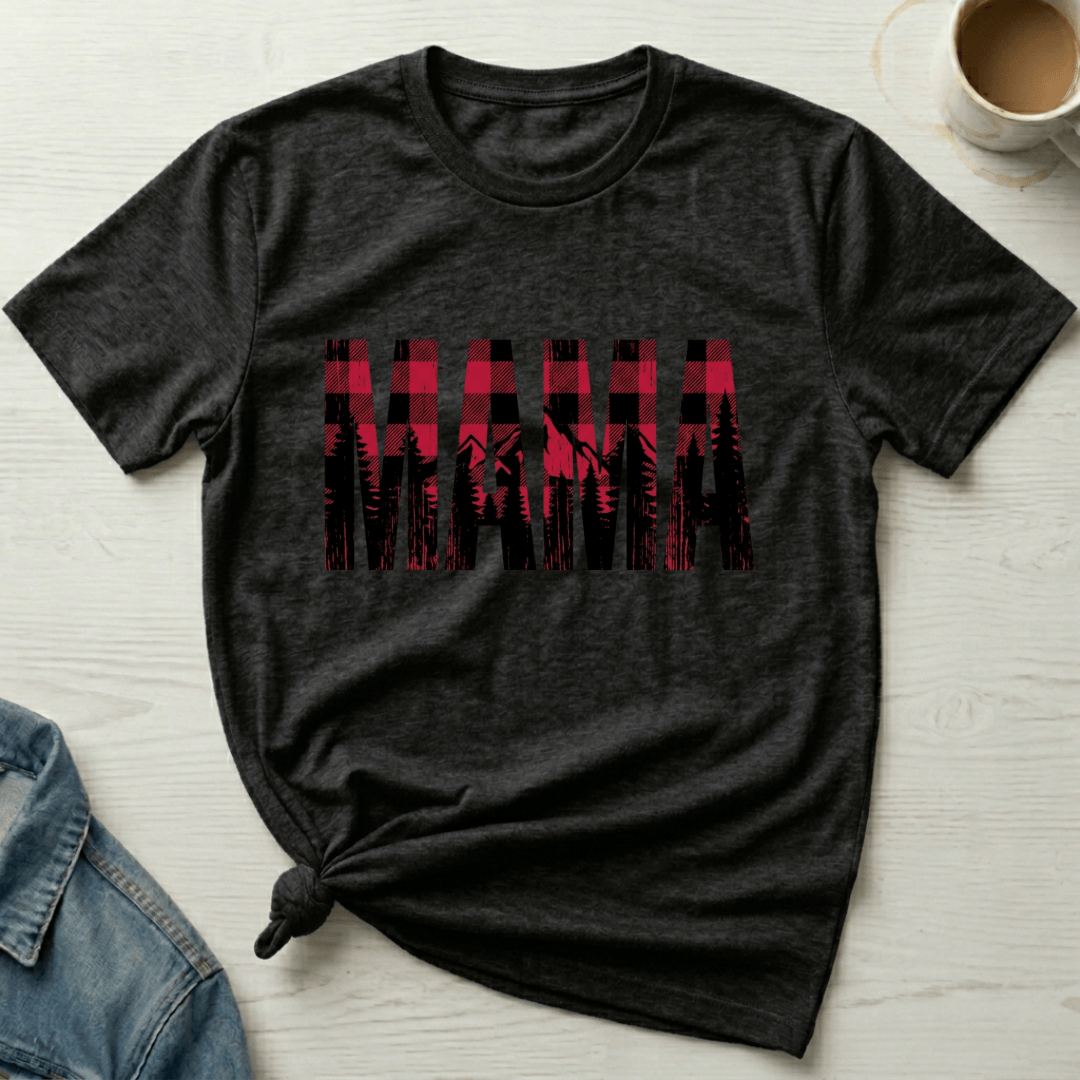 mom life tee that says Red Plaid Mom T-Shirt for moms