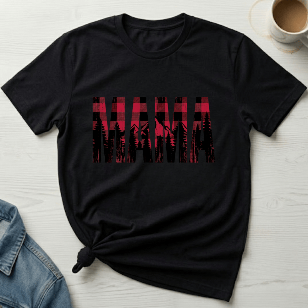 mom life tee that says Red Plaid Mom T-Shirt for moms