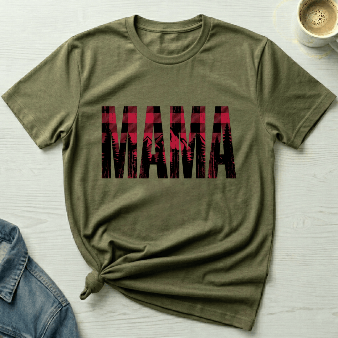 mom life tee that says Red Plaid Mom T-Shirt for moms