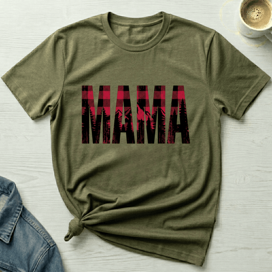 mom life tee that says Red Plaid Mom T-Shirt for moms
