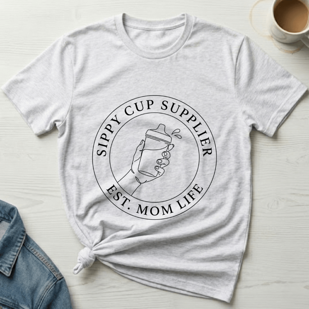 mom life tee that says Sippy Supplier Mom T-Shirt for moms
