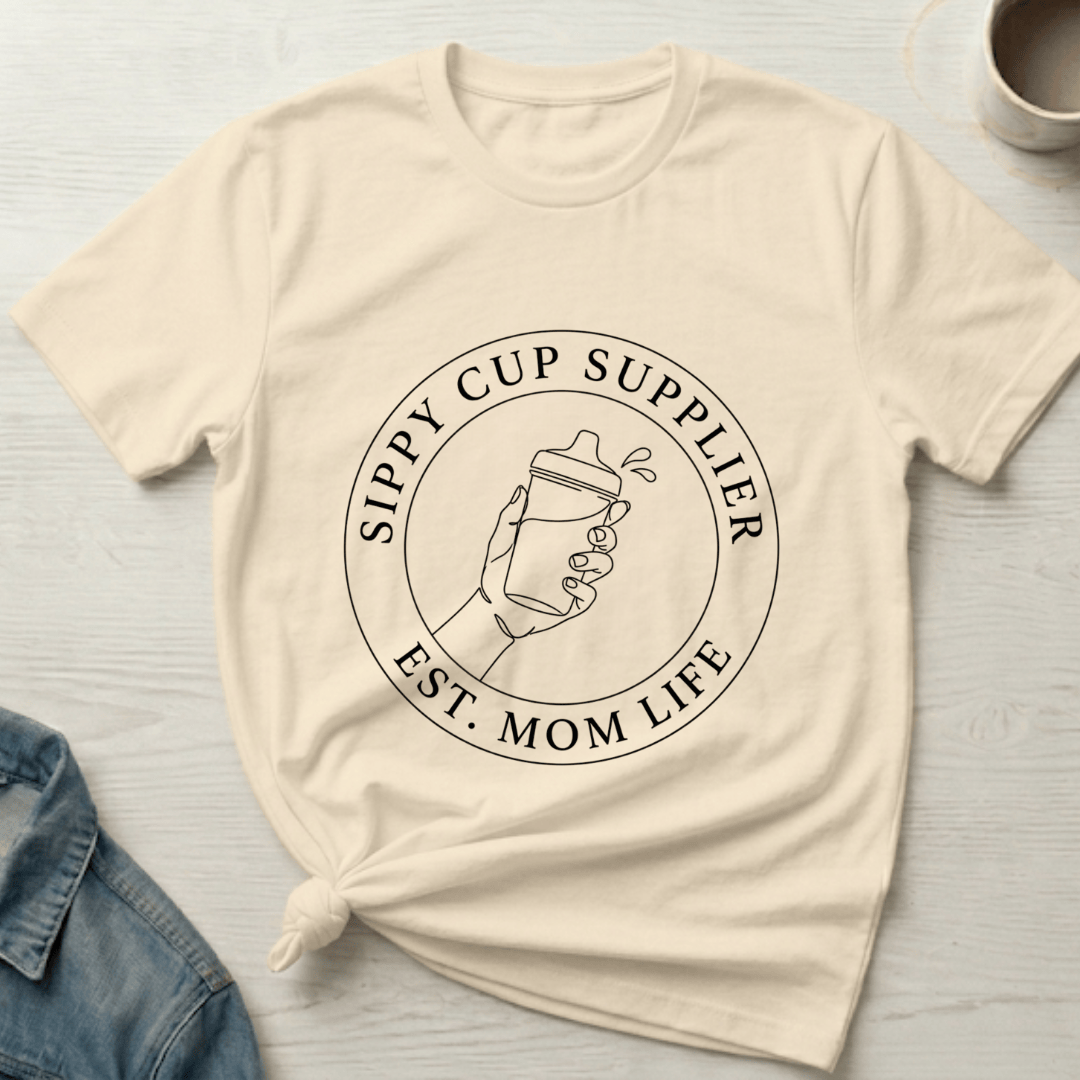 mom life tee that says Sippy Supplier Mom T-Shirt for moms