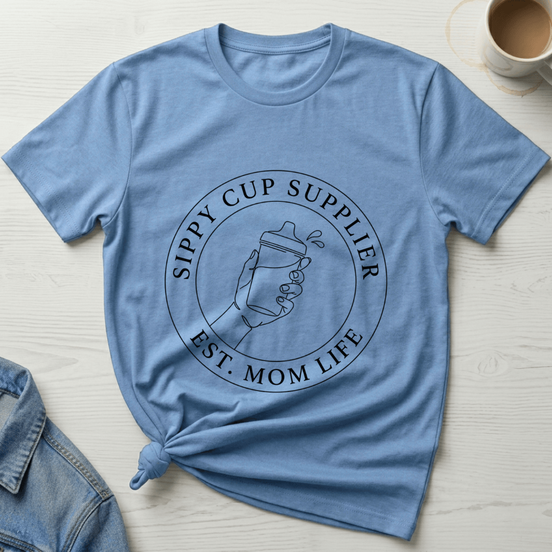 mom life tee that says Sippy Supplier Mom T-Shirt for moms