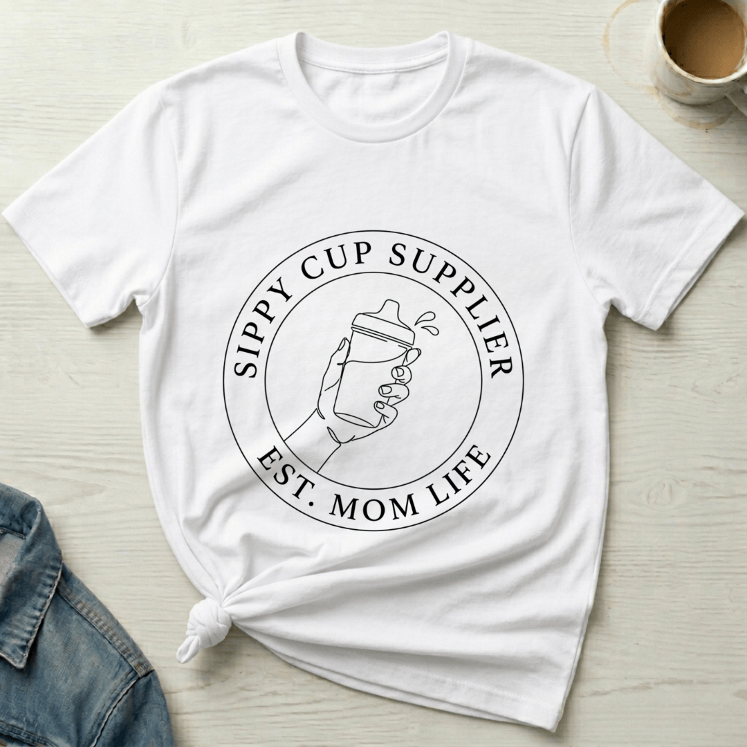 mom life tee that says Sippy Supplier Mom T-Shirt for moms