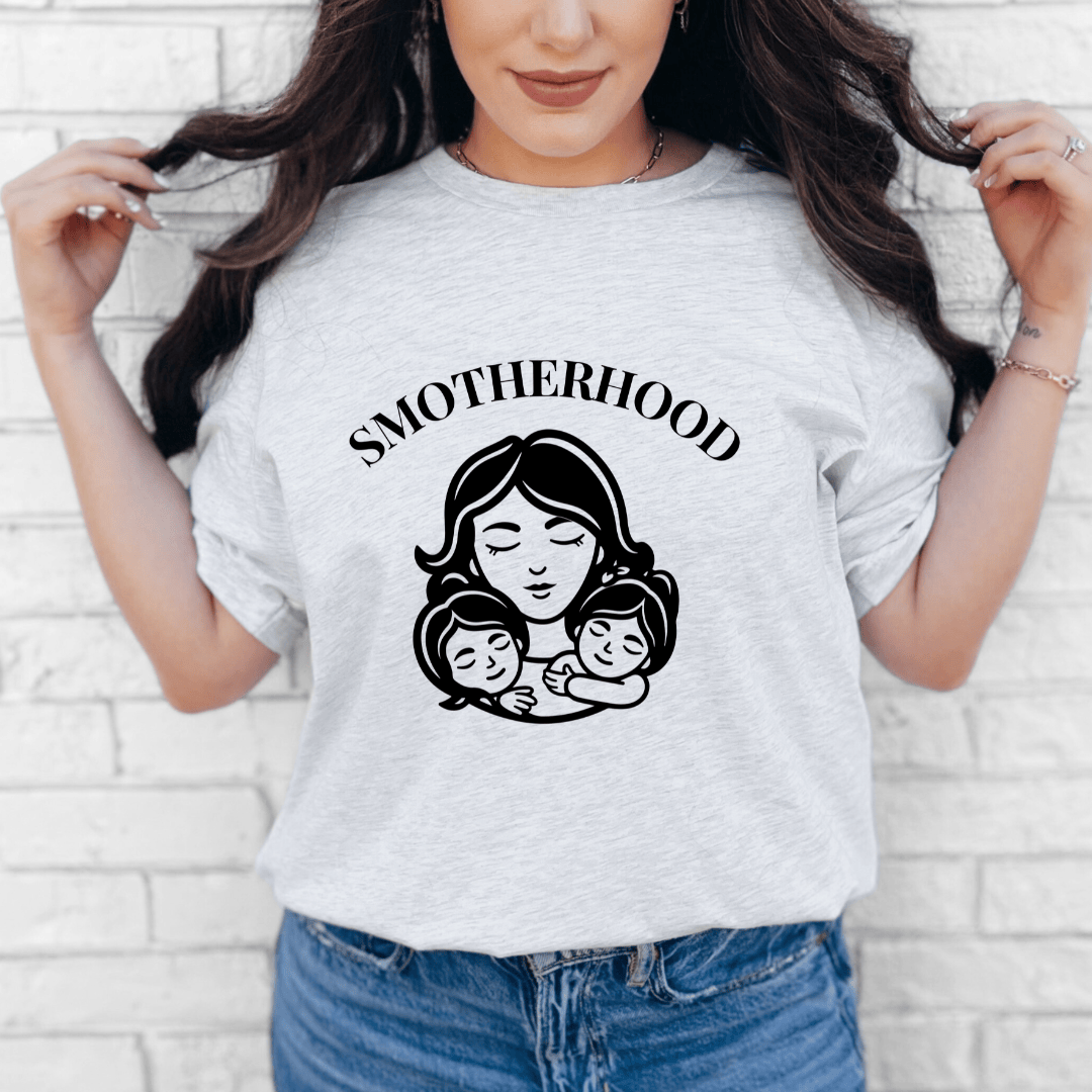 mom life tee that says Smotherhood Funny Mom T-Shirt for moms