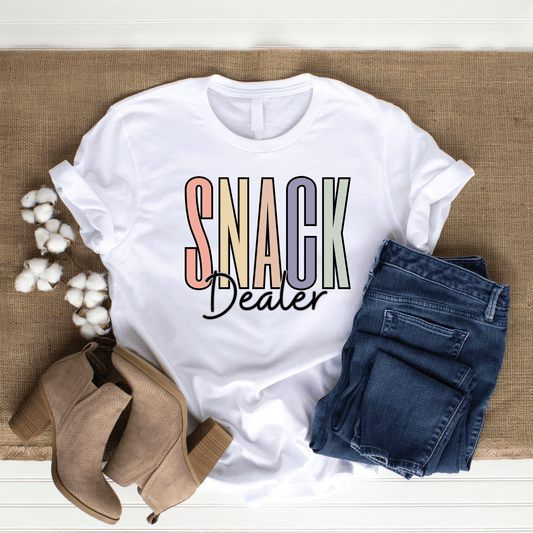mom life tee that says Snack Dealer Mom T-Shirt for moms