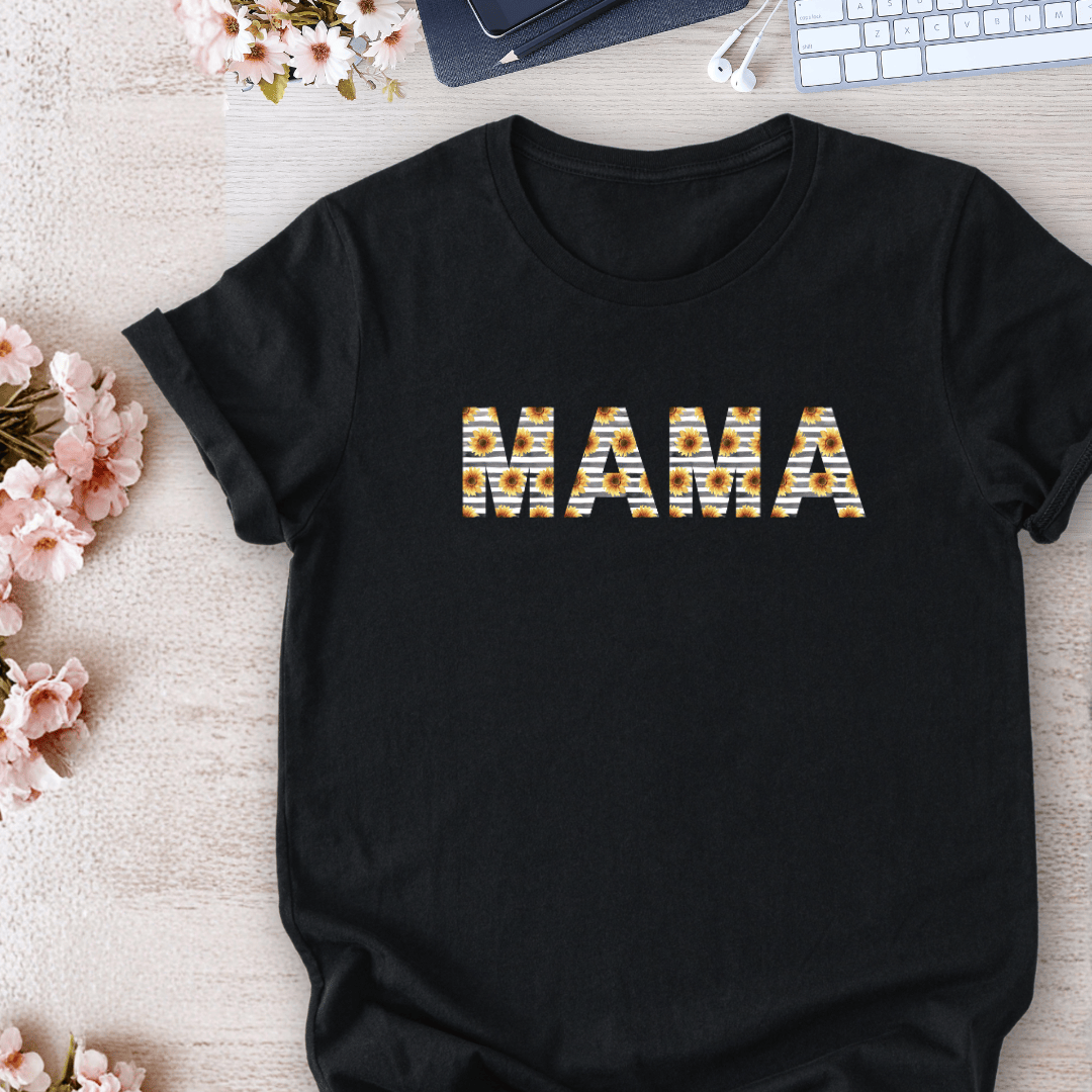 mom life tee that says Sunflower Mama Mom T-Shirt for moms