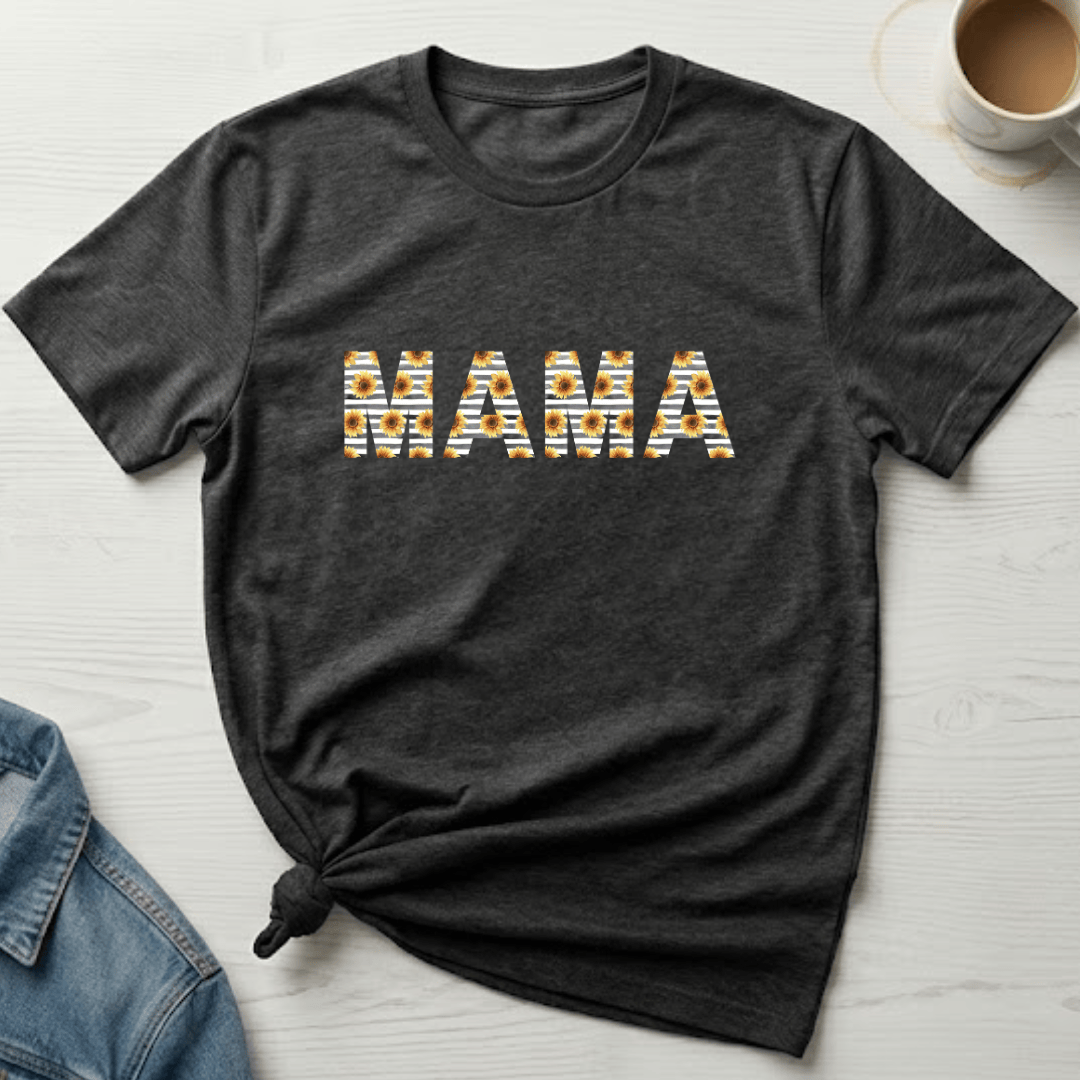 mom life tee that says Sunflower Mama Mom T-Shirt for moms