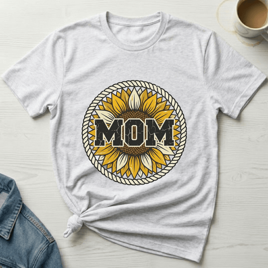 mom life tee that says Sunflower Mom T-Shirt for moms
