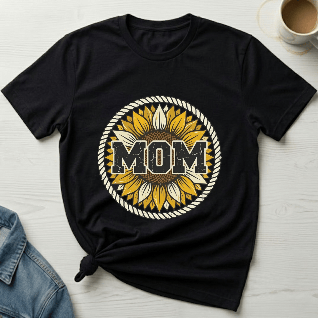 mom life tee that says Sunflower Mom T-Shirt for moms